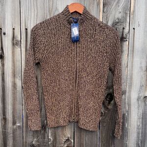 Charter Club Petite Knit Full-Zip Sweater Size Medium